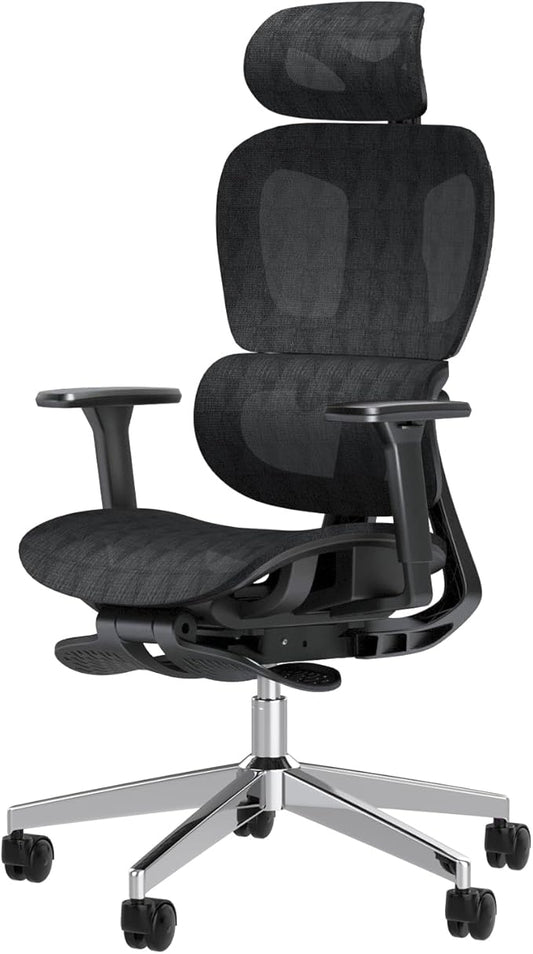 PatioMage Ergonomic Office Chair, Big and Tall Desk Chair with Adjustable Lumbar Support & Seat Depth, High Back Computer Chair, Swivel Mesh Chairs with Wheels for Home Office, Black