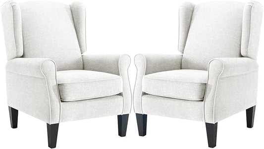 Accent Chair for Living Room Set of 2, High Back Reading Armchairs with Removable Seat Cushion, Mid-Century Single Couch in Fabric, Modern Ergonomic Wingback Chair for Bedroom,Club, Balcony
