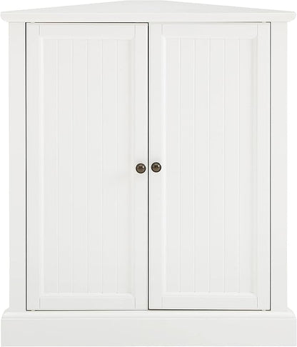 Crosley Furniture Shoreline Stackable Corner Pantry Storage Cabinet with Shelves, Kitchen, Dining, Laundry, White