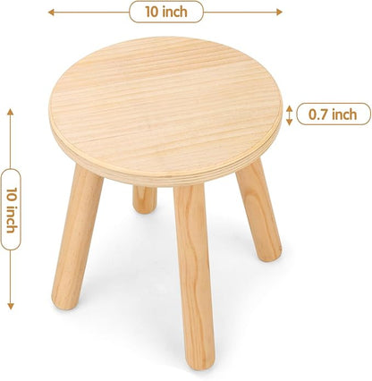 wingyz Wooden Step Stools for Kids, 10 Inch Solid Kids Chairs Perfect Matched Sensory Table, Multi-Purpose Children Sitting Stool for Playroom Bathroom (Natural, 2 Pack)