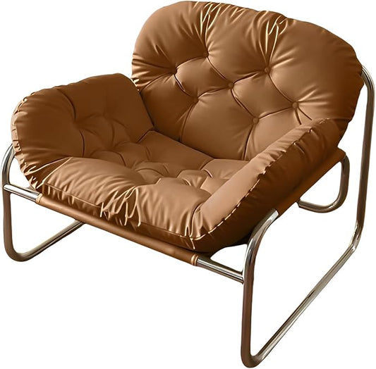 Thick Cushioned Recliner Sofa, Lazy Chair with Upholstery and Footrest, for Living Room, Bedroom, Dorm Brown A