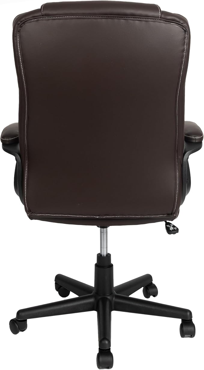 Techni Mobili Ergonomic Executive Office Chair, High Back, Adjustable Height, Lumbar Support, Diamond-Stitched Padding, Swivel Desk Chair with Armrests & Tilt Recline for Home Office or Work (Brown)