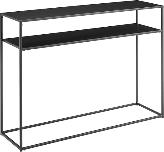 Crosley Furniture Braxton Sofa Console Table with Storage Shelf for Hall, Entryway, or Living Room, Matte Black