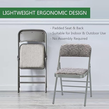 Amazing for less Pack of 2 (Fabric/Vinyl) Steel Frame Metal Foam Padded Folding Chairs (Black, Gray, White) (2-Pack - Vinyl Gray)