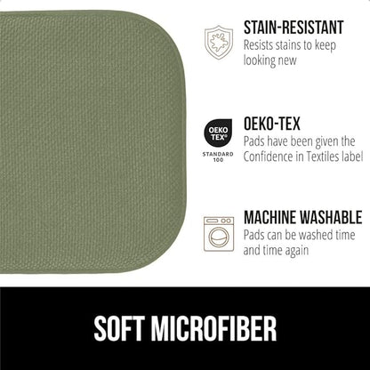 GORILLA GRIP Slip Resistant Chair Cushions, No Ties Required, Set of 8 Memory Foam Pads for Dining Room, Kitchen Table, Office, Rocking Chairs, Plush Seat Cover Cushion Pad, Home Decor, 16x16, Sage