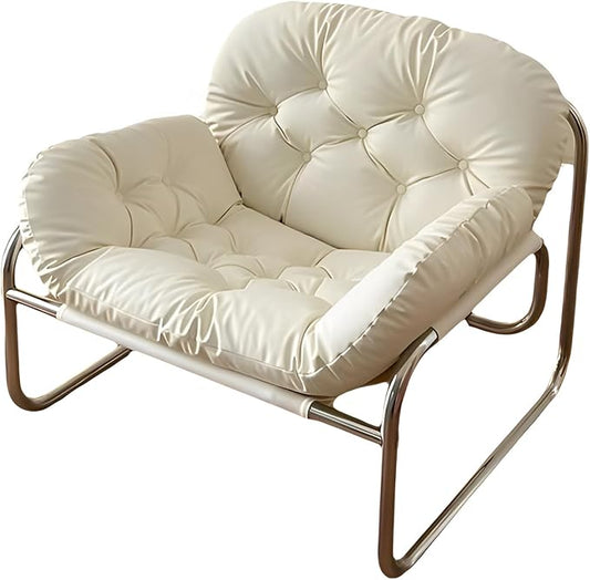 Thick Cushioned Recliner Sofa, Lazy Chair with Upholstery and Footrest, for Living Room, Bedroom, Dorm White A
