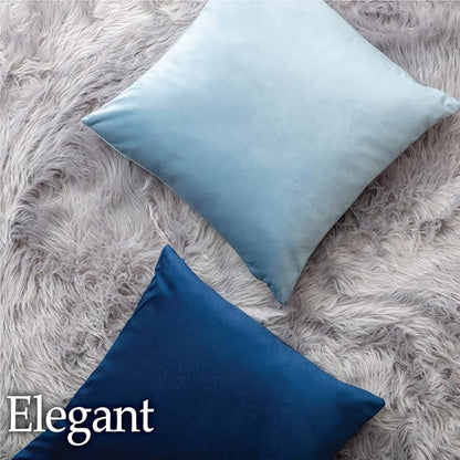 lalaLOOM Velvet Throw Pillow Covers, Set of 2, 24x24 Decorative Square Pillows Home Decor, Soft Accent Cases, Silky Machine Washable Pillowcases for Sofa, Couch, Bedroom, Living Room, Jet Black