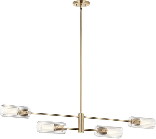 KICHLER Velestino 47.50" 4 Light Linear Chandelier in Champagne Bronze, for Dining Room, Living Room, (7" x 47.50") 5268CPZ