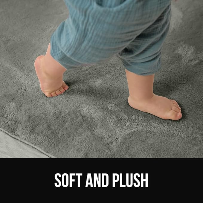 GORILLA GRIP Slip Resistant Soft Washable Stain Resistant Area Rug, Plush Thick Carpet for Nursery, Bedroom, Living Room, Non-Shedding Floor Rugs, Kid and Pet Friendly, Baby Home Decor, 4x6, Gray