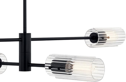 KICHLER Velestino 47.50" 4 Light Linear Chandelier in Black, for Dining Room, Living Room, (7" x 47.50") 52681BK
