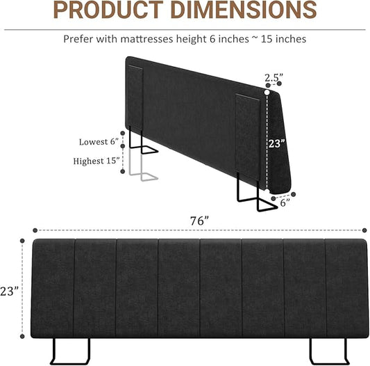 King Size Headboard Only-No Assembly, Upholstered Headboard King Size Linen Fabric Modern Style Headboards for Adjustable Bed Extra-Thick, Black