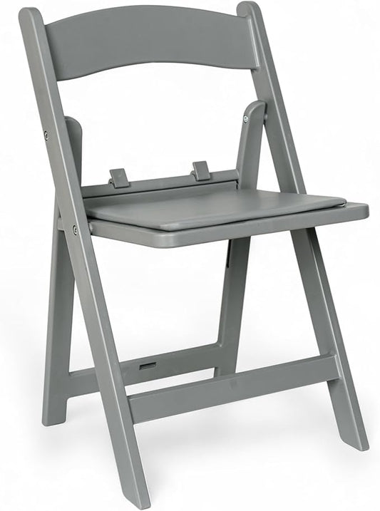 Flash Furniture Hercules Kids Gray Resin Folding Chair with Gray Vinyl Padded Seat