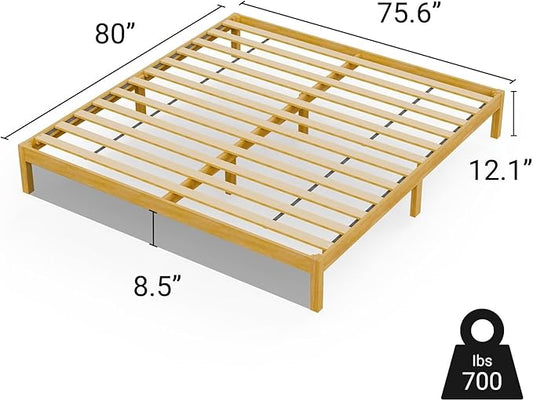 LIFEMENT Classic Wood Platform Bed Frame, Essential, Noise Free, Under Bed Storage, No Box Spring Needed, Easy Assembly (Natural, King (U.S. Standard))