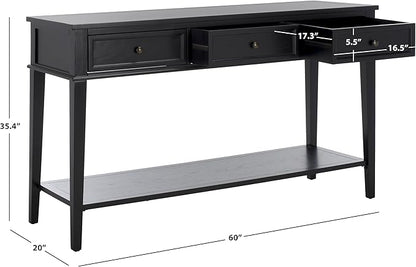 SAFAVIEH Home Collection Manelin Black/Antique Gold 3-Drawer Console Table for Living Room Foyer Bedroom Hallway Entryway Office