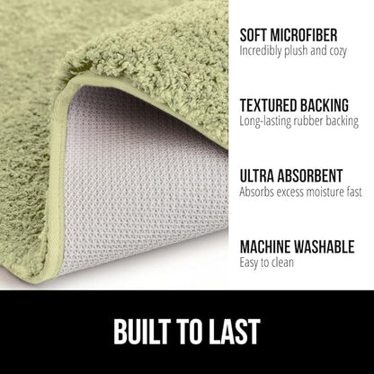 GORILLA GRIP Bathroom Rugs, 42x24, Ultra Soft Absorbent Mat, Thick Plush Bath Rug, Machine Washable, Microfiber Quick Dry, Mats for Shower, Bathtub and Floor, Home Decor Accessories, Sage