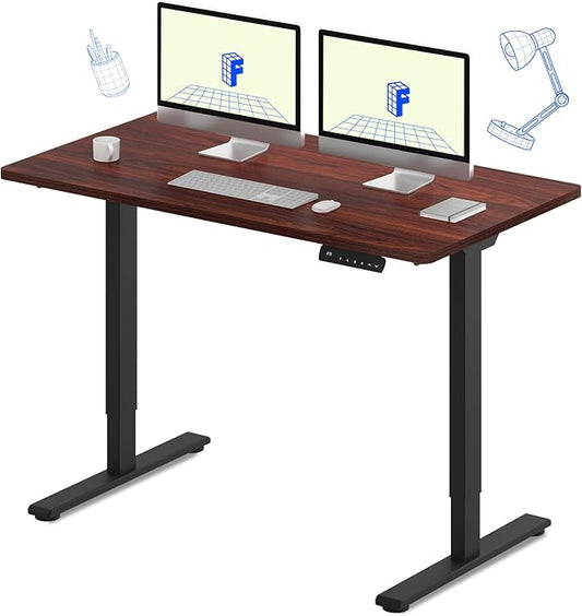 FLEXISPOT E3 Dual Motor Electric Standing Desk 55 x 28 Sit Stand Up Desk, Holds 220 lbs, Adjustable Height w/Memory Presets, One-Piece Mahogany Desktop & Black Frame, Ships in 2 Boxes