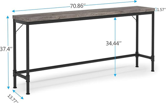Tribesigns 70.9 Inch Extra Long Console Table for Entryway, Narrow Long Sofa Table Behind Couch, Rustic Grey Hallway Table Industrial Height Bar Table for Living Room