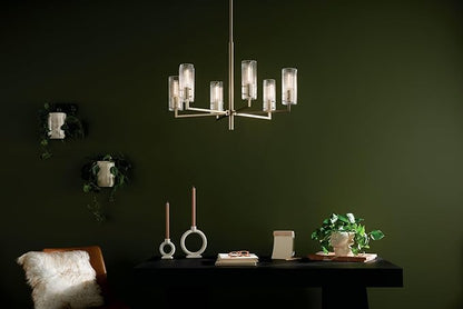 KICHLER Velestino 30.25" 6 Light Chandelier in Champagne Bronze, for Foyer, Dining Room, Living Room, Bedroom, (21.25" x 30.25") 52679CPZ
