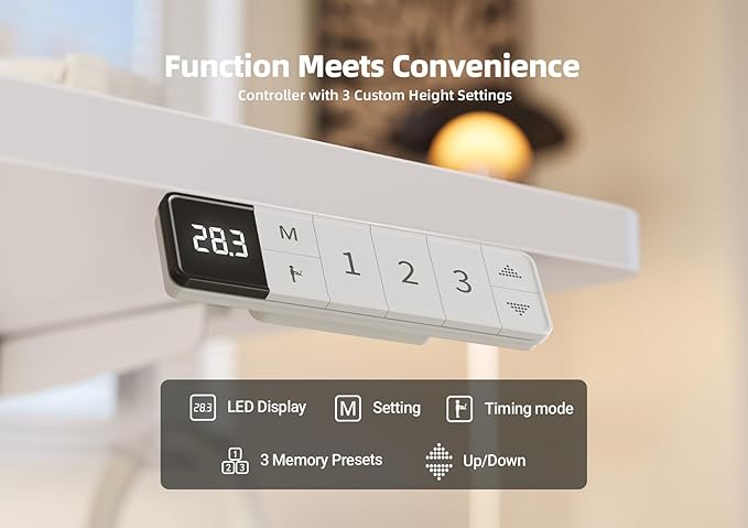 YDN Electric Standing Desk Adjustable Height, 48 x 24 Inches Stand up Desk with Cable Management, Home Office Desks with Splice Board & White Frame, White Top