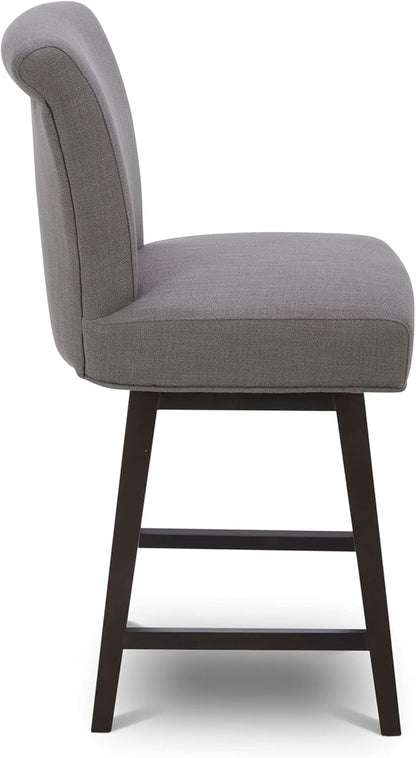 CHITA 26 Inch Counter Height Swivel Bar Stools Set of 4, FSC Certified Modern Fabric Swivel Barstool Chair with Back, Flint Grey