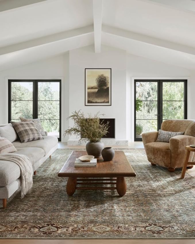 Loloi Amber Lewis Georgie Collection GER-07 Moss/Salmon 2'-3" x 3'-9", .19" Pile Height, Accent Rug