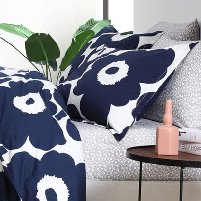 Marimekko - King Comforter Set, Cotton Bedding with Matching Shams, Lightweight Home Decor for All Seasons (Unikko Indigo, King)