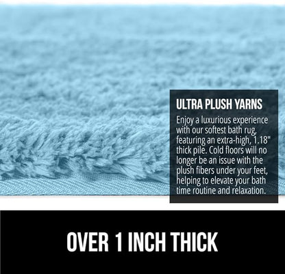 GORILLA GRIP Bathroom Rugs, 30x20, Ultra Soft Absorbent Mat, Thick Plush Bath Rug, Machine Washable, Microfiber Quick Dry, Mats for Shower, Bathtub and Floor, Home Decor Accessories, Sky Blue