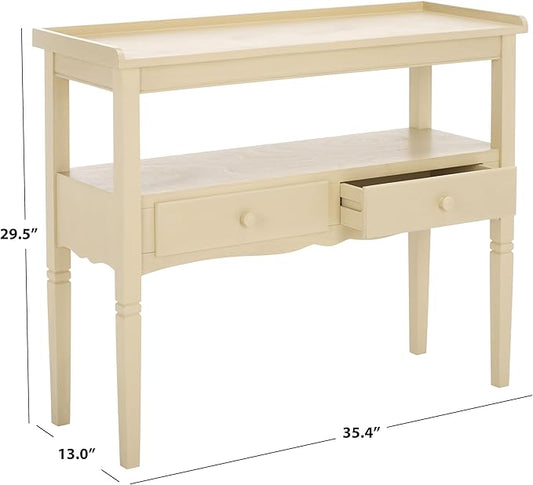 SAFAVIEH Home Collection Araminta Sand 2 Lower Drawer Console Table for Entryway, Living Room, Foyer