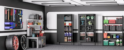 73" Metal Storage Cabinet, 5 Tiers Adjustable shelfs Tool Storage File Garage, Assembly Needs, Warehouse, Basement, Utility Room Standard Office Storage Cabinet(Black)