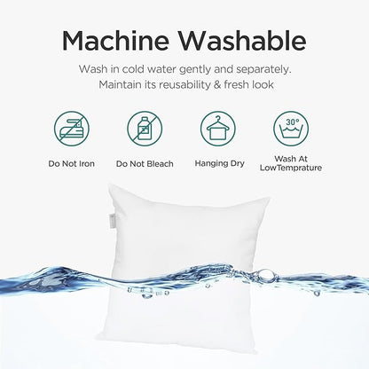 Acanva 20x20 Throw Pillow Inserts Set of 4, Premium Polyester Fiber Fill Square Sham Stuffer Cushion for Sofa, Bed, Couch and Chair, Machine Washable, 20x20 Inch(for 18x18 Cover), White 4 Count