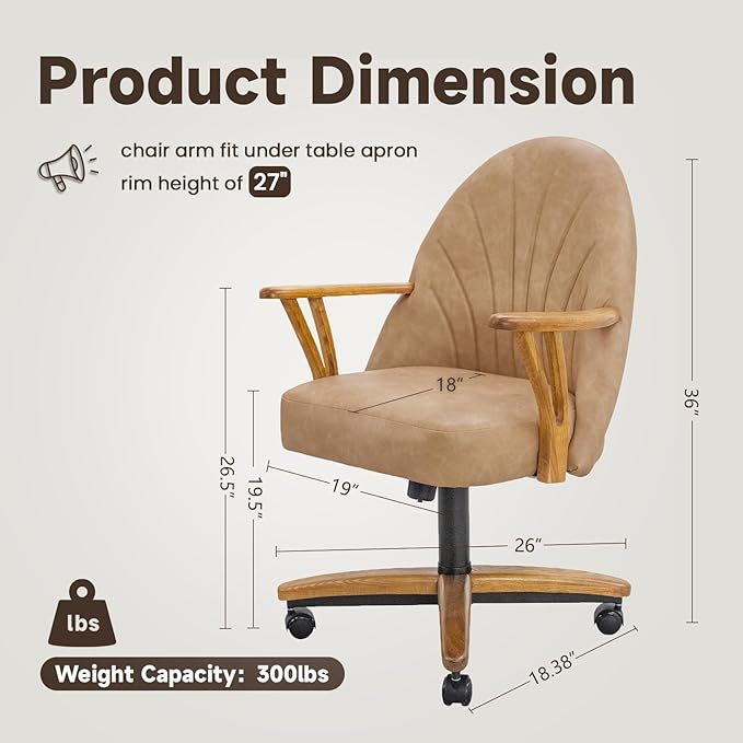 Chromcraft Set of 4 Caster Swivel Tilt Dining Chairs, PU Leather Chairs with Soft Wheels, Ultra Comfy Sturdy Kitchen Room Chairs, Rolling Chair on Wheels for Home (Ivanhoe NPL Nude)