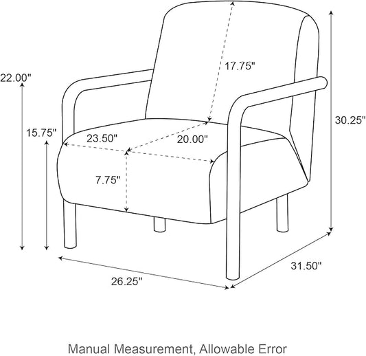 Glitzhome Accent Chair Set of 2, Mid-Century Modern Living Room Chairs with Extra-Cushioned Fabric & Walnut Rubber Wood Frame, Comfy Armhairs for Living Room/Bedroom/Reading Room/Office