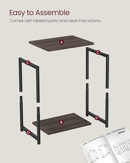VASAGLE Side Tables Set of 2, Small End Table, Nightstand for Living Room, Bedroom, Office, Bathroom, Chestnut Brown and Classic Black ULET272B74
