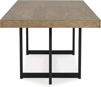 Signature Design by Ashley Tomtyn Casual Self Storing Leaf Dining Extension Table with Trestle Base, Light Brown
