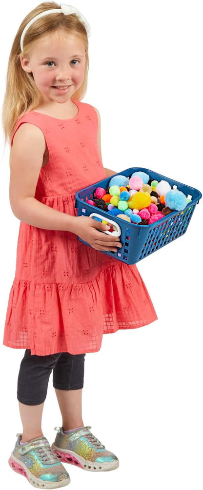 Really Good Stuff Medium Plastic Book Baskets, 11" by 7?" by 4?" - 6 Pack, Navy | Versatile Storage Solution for Classroom, Home and Office l Toy Storage, Multi-Purpose Organizer Basket