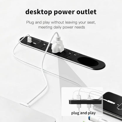 Writing Computer Desk, 60-Inch Large Executive Desk Office Workstation with Chrome-Plated Legs and Built-in Power Outlet, Writing Table Business Furniture, Modern Minimalist Style for Home Office