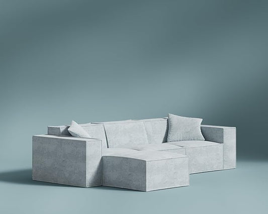 ROVE LAB M1 Modular Sectional Sofa with Ottoman, Sofa in a Box, Modular Couch, Spill-Resistant,Sustainable, Stylish, Modern Sectional Couch for Living Room with SmartFoam Comfort