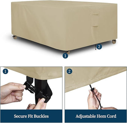 Easy-Going Square Patio Furniture Cover Waterproof Outdoor Dining Table and Chair Cover Anti-UV Outside Sectional Sofa Set Covers (64"L x 64"W x 28"H, Camel)