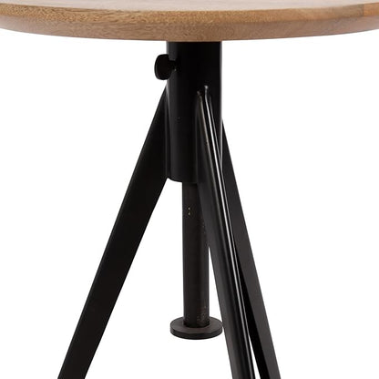 Kate and Laurel Keres Modern Adjustable-Height Round Tripod Side Table, 16 x 16 x 28, Natural Wood and Black, Transitional Circle End Table for Use as Indoor Plant Stand or Bedroom Nightstand