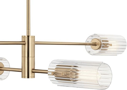 KICHLER Velestino 47.50" 4 Light Linear Chandelier in Champagne Bronze, for Dining Room, Living Room, (7" x 47.50") 5268CPZ