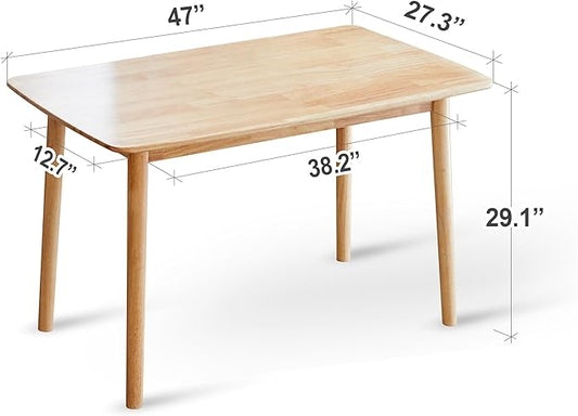 Livinia Aslan 47" Malaysian Oak Rectangular Wooden Dining Table/Solid Wood Kitchen Desk (Natural Oak)