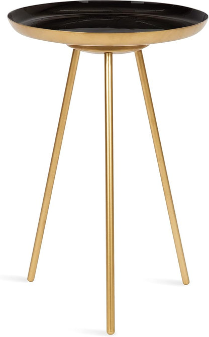 Kate and Laurel Laranya Round Metal Side Table, 15x15x22.5, Black/Gold