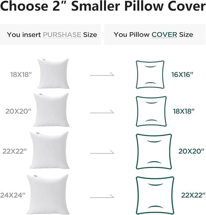 Acanva 20x20 Throw Pillow Inserts Set of 2, Premium Polyester Fiber Fill Square Sham Stuffer Cushion for Sofa, Bed, Couch and Chair, Machine Washable, White