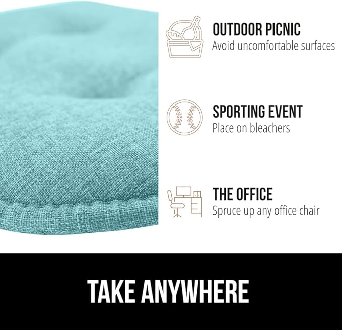 GORILLA GRIP Slip Resistant Tufted Chair Cushions, No Ties Required, Memory Foam Pads for Dining Room Kitchen Table Office Rocking Chairs, Plush Seat Cushion Pad, Home Decor, Set of 4 16x17, Turquoise