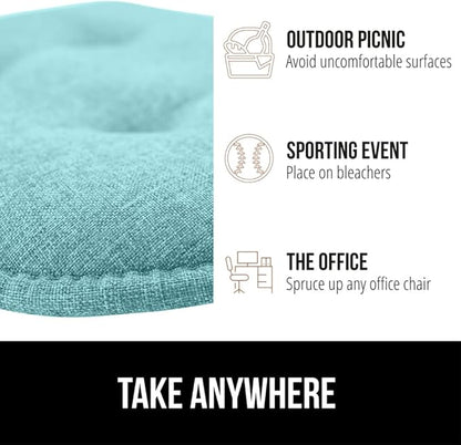 GORILLA GRIP Slip Resistant Tufted Chair Cushions, No Ties Required, Memory Foam Pads for Dining Room Kitchen Table Office Rocking Chairs, Plush Seat Cushion Pad, Home Decor, Set of 4 16x17, Turquoise