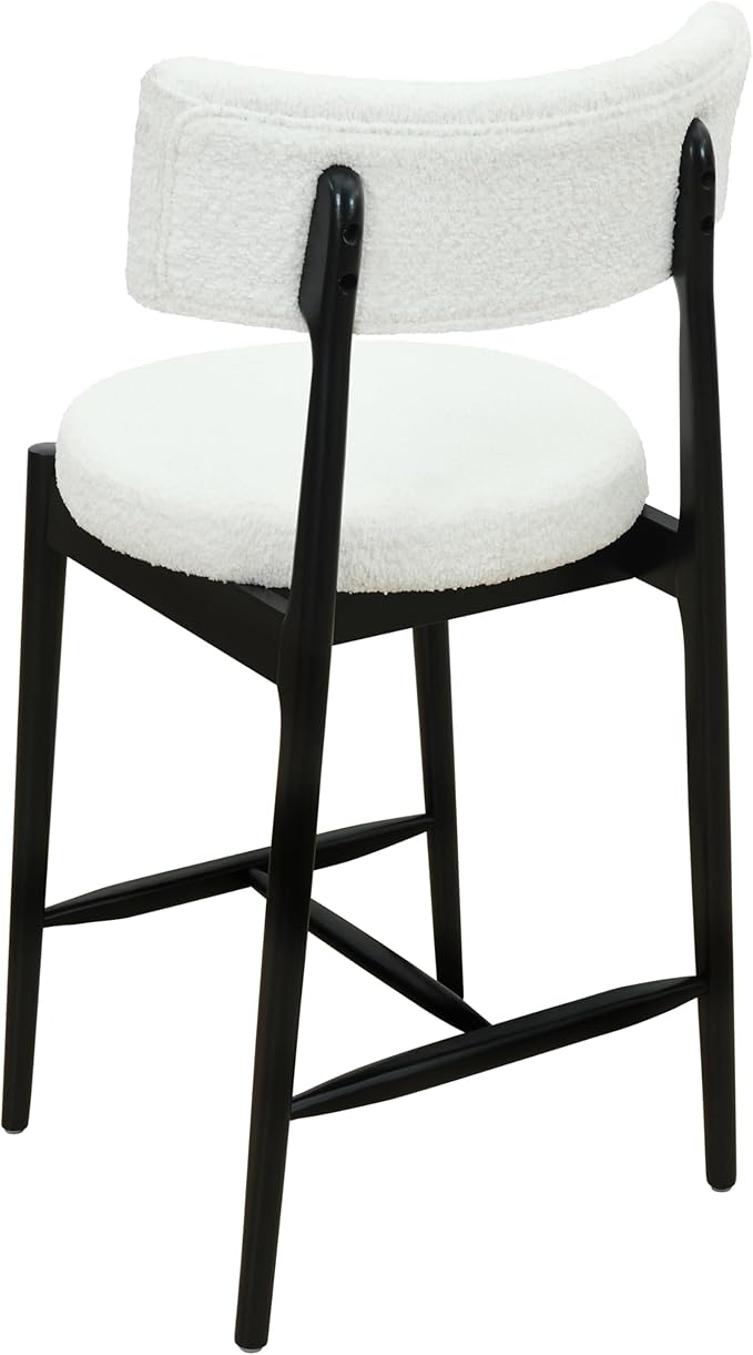 Christopher Knight Home Ebany 25.50" H Barstools Set of 2, Upholstered Counter Stool, Comfy Backrest Kitchen Stool, Rubberwood Frame Stool Chair, Bistro Chair for Kitchen Dining Room, Beige+Black