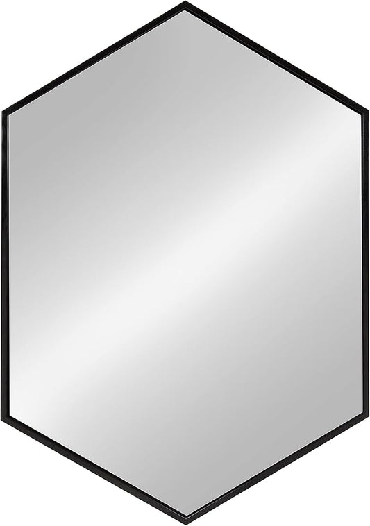 Kate and Laurel McNeer Large Hexagon Metal Wall Mirror, 31x22, Black