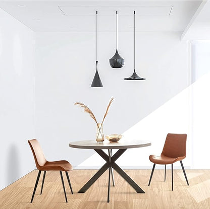 47" Round Dining Table Set, Mid Century Modern Round Dining Table for 4-6 Person, Steel Legs, Leisure Coffee Table for Kitchen Dining Room, Save Space