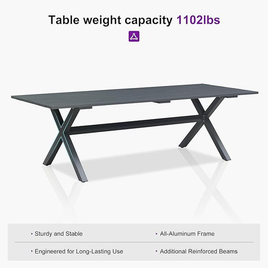 PURPLE LEAF 11 Pieces Outdoor Dining Set Patio Furniture Set with Large Aluminum Table and French Bistro Chairs for Garden Backyard Deep Blue Patio Dining Set