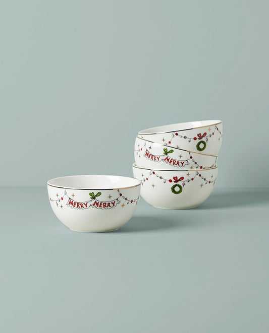Lenox 894167 Merry Grinchmas 4-Piece All-Purpose Bowl Set, Christmas Dinnerware